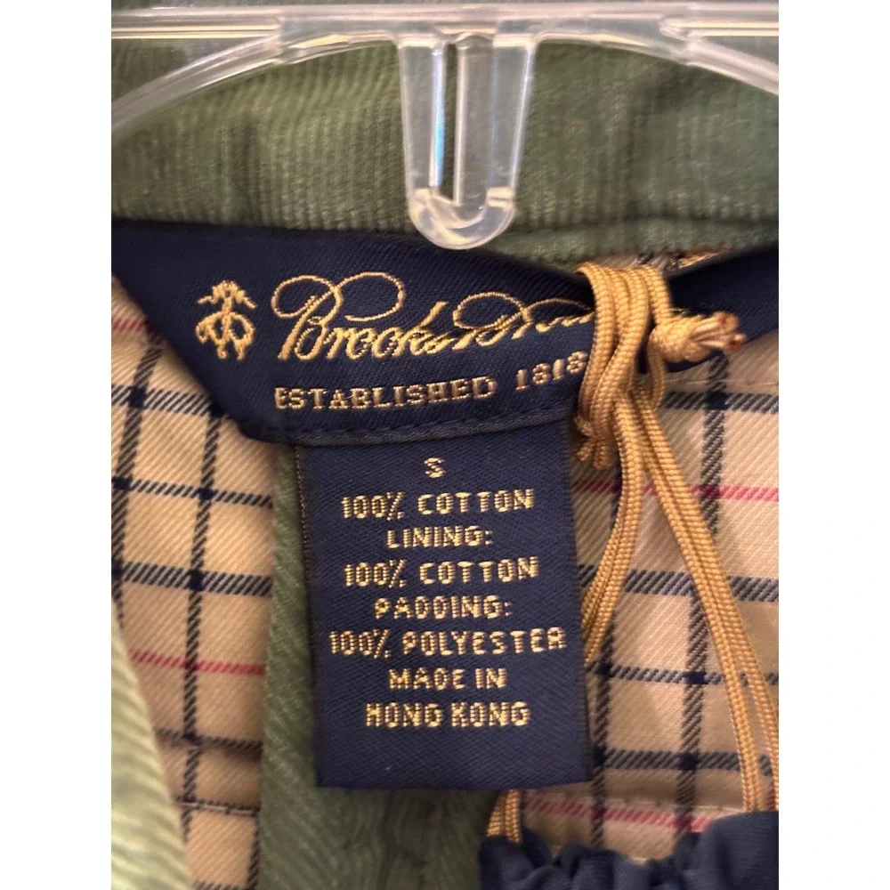Brooks Brothers Womens Quilted Corduroy Vest Olive Green Plaid Lined Small
